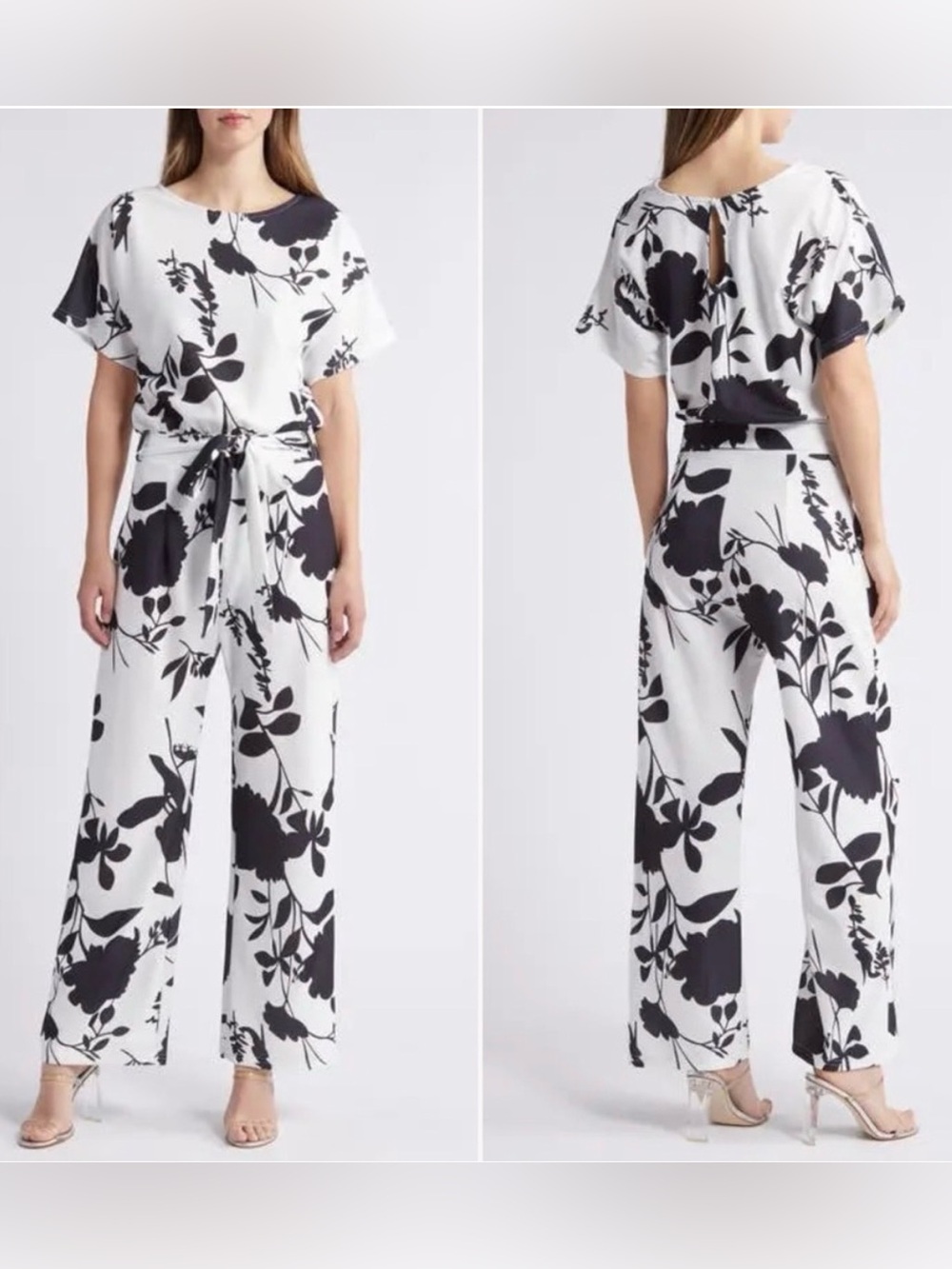 Nikki Lund - Black & White Floral Jumpsuit